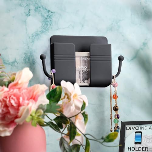 OIVO INDIA Wall Charger Hook Mobile Phone Holder Universal Cellphone Hanging Bracket Hooks Charging Dock Stand (Grey, Pack of 6)