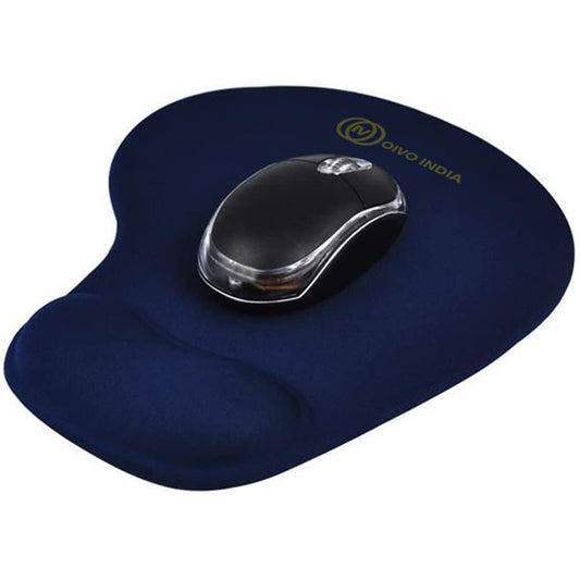 OIVO INDIA Gel Mouse pad with Wrist Rest, Gaming Mouse Pad with Lycra Cloth Nonslip for Laptop, Computer, Home & Office (240x200mm) (Dark Blue)