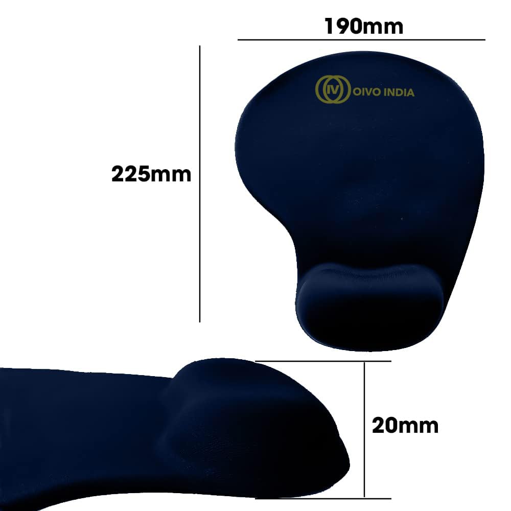 OIVO INDIA Gel Mouse pad with Wrist Rest, Gaming Mouse Pad with Lycra Cloth Nonslip for Laptop, Computer, Home & Office (240x200mm) (Dark Blue)