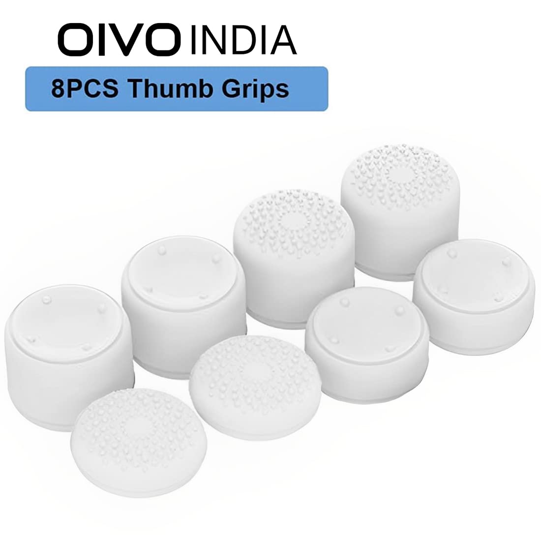OIVO INDIA 8Pcs White Silicone FPS Thumb Grip Set (Compatible with PS5,PS4,Xbox Series)