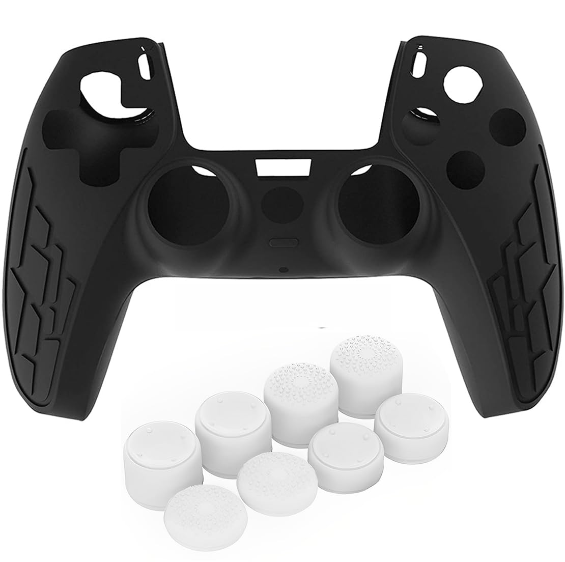 OIVO INDIA Black Cover for PS5 Game Controller Remote Sleeves with White ThumbGrip Set Compatible with Sony PS5 Remote
