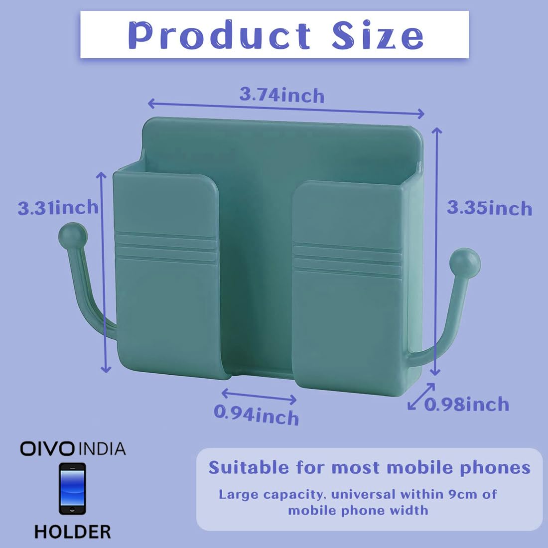 OIVO INDIA Wall Charger Hook Mobile Phone Holder Universal Cellphone Hanging Bracket Hooks Charging Dock Stand (Blue, Pack of 6)