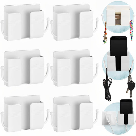 OIVO INDIA Self Adhesive White Wall Mount Mobile Holder (Pack of 6)