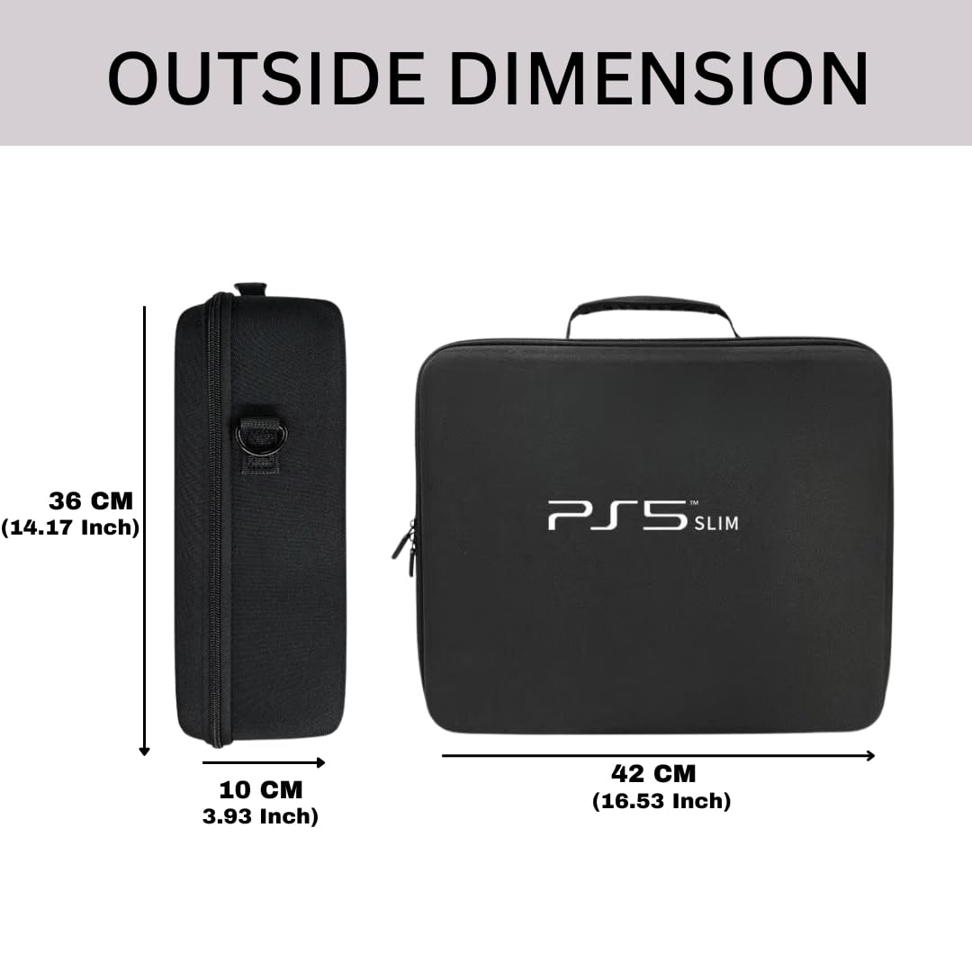 OIVO INDIA Black PS5 Slim Nylon Hard Carrying Storage Case Compatible for PS5 Slim ONLY (PlayStation 5 Slim Bag)