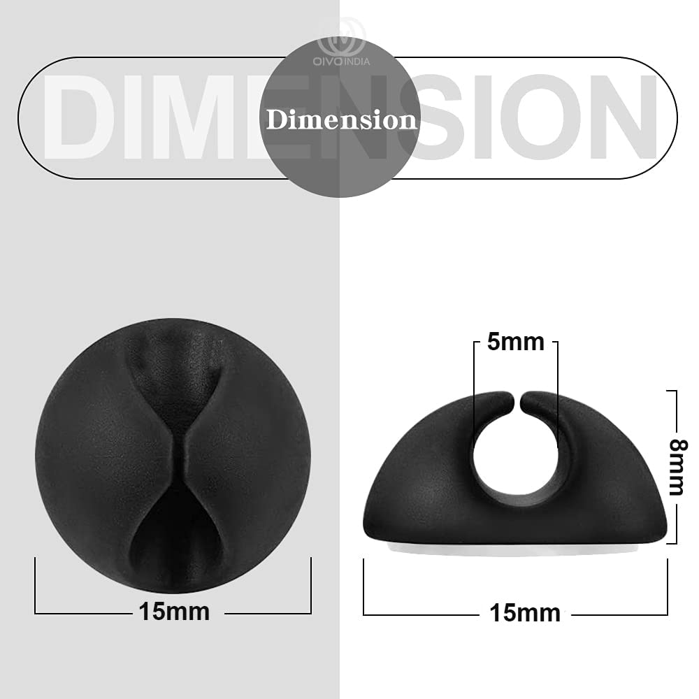 OIVO INDIA Adhesive Desk Cable Organizer (Pack of 10, For Small Cables)