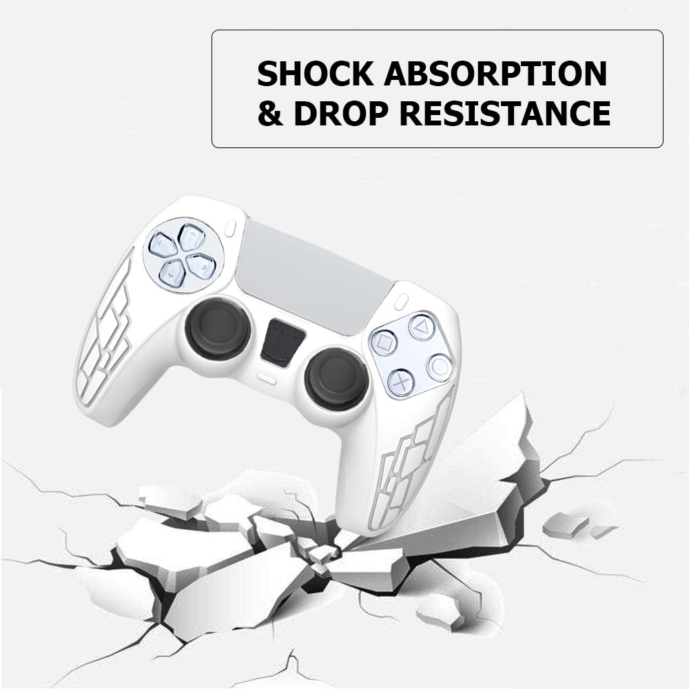OIVO INDIA Black Skull and White Zigzag Controller Silicone Cover Case PS5 Controller Skin Anti Slip Protective Case Sleeve Compatible for Sony PlayStation 5 Controller (Combo of 2)
