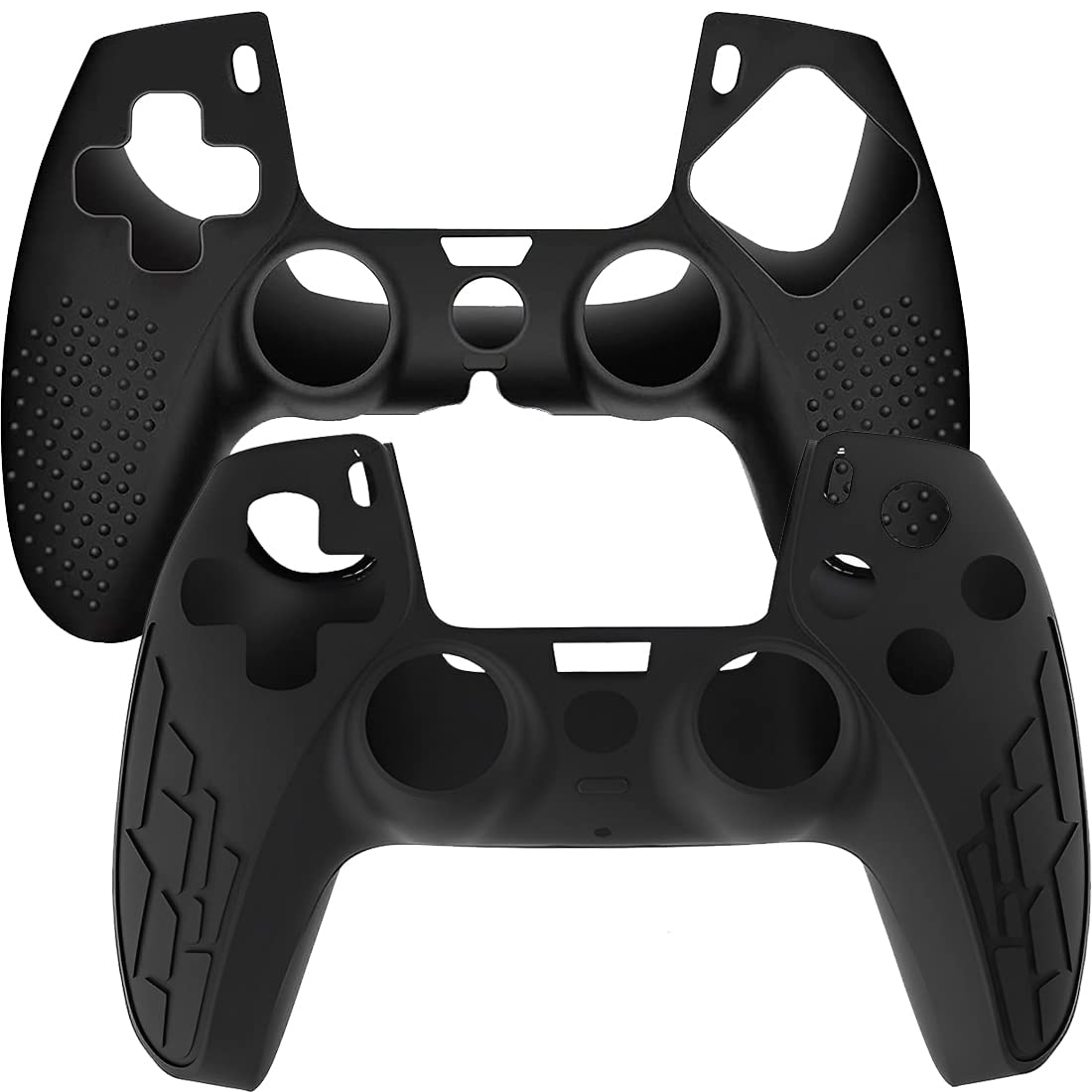 OIVO INDIA Black & White Controller Silicone Cover Case PS5 Controller Skin Anti Slip Protective Sleeve Compatible for Sony Playstation5 (Pack of 2- P5CC06 Zigzag BK+P5CC-08 Multicolor)