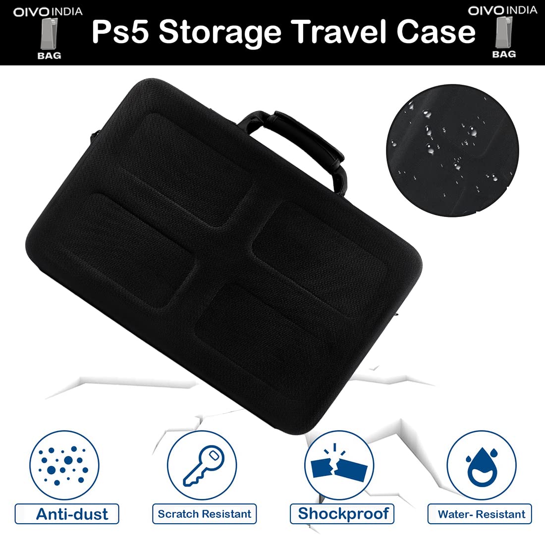 OIVO INDIA Hard Shell Water-Resistant Carry-Bag Compatible for PlayStation 5 Disc/Digital Version PS5 Bag