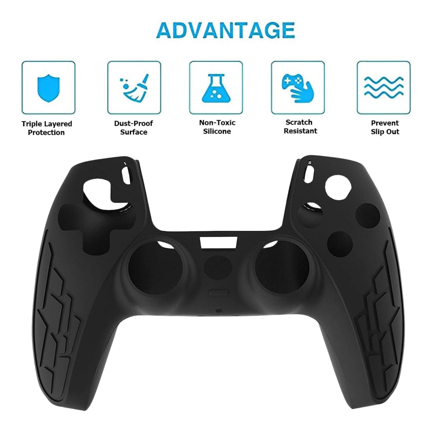 OIVO INDIA Black & White Controller Silicone Cover Case PS5 Controller Skin Anti Slip Protective Sleeve Compatible for Sony Playstation5 (Pack of 2- P5CC06 Zigzag BK+P5CC-08 Multicolor)