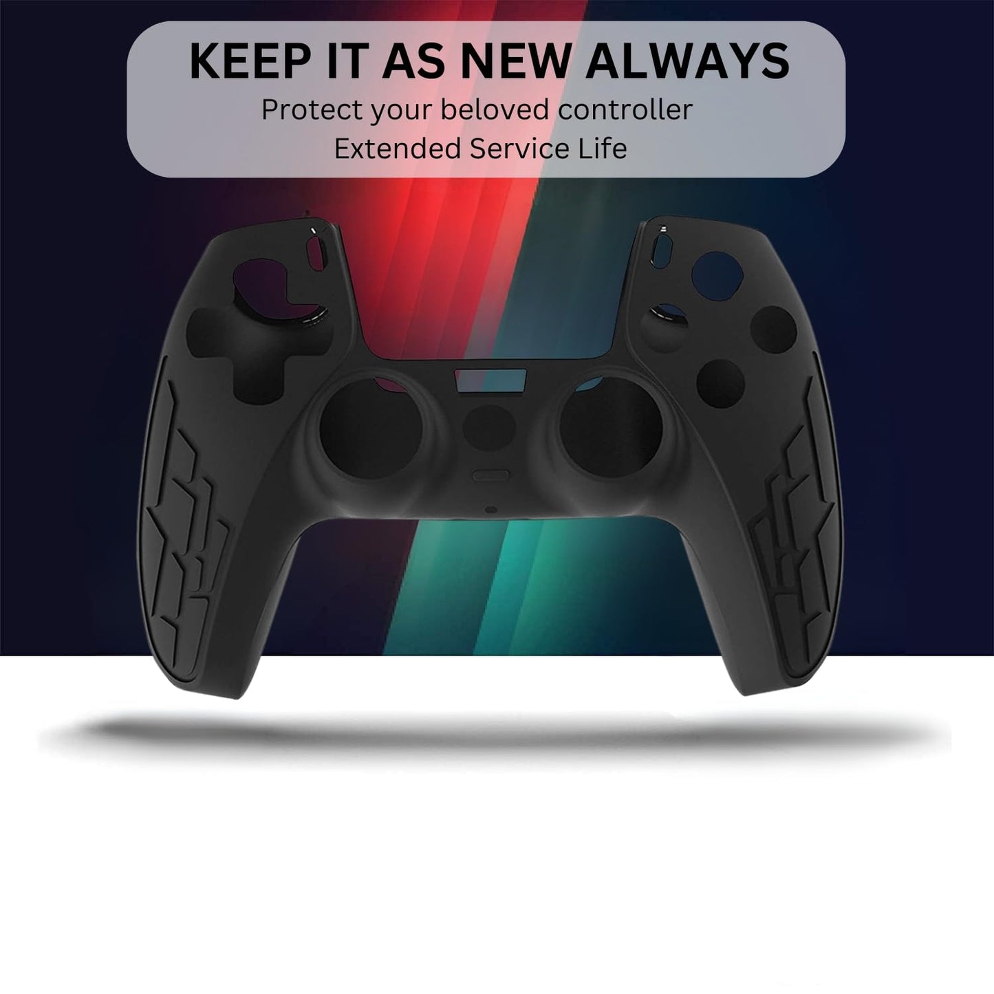 OIVO INDIA Black & White Controller Silicone Cover Case PS5 Controller Skin Anti Slip Protective Sleeve Compatible for Sony Playstation5 (Pack of 2- P5CC06 Zigzag BK+P5CC-08 Multicolor)