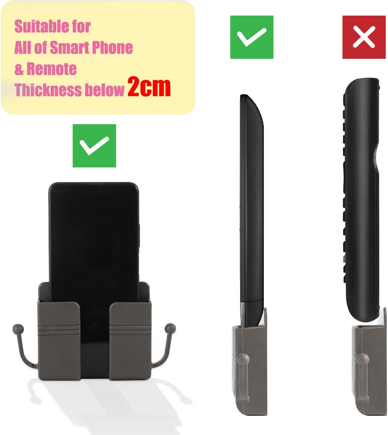 OIVO INDIA Wall Charger Hook Mobile Phone Holder Universal Cellphone Hanging Bracket Hooks Charging Dock Stand (Grey, Pack of 1)