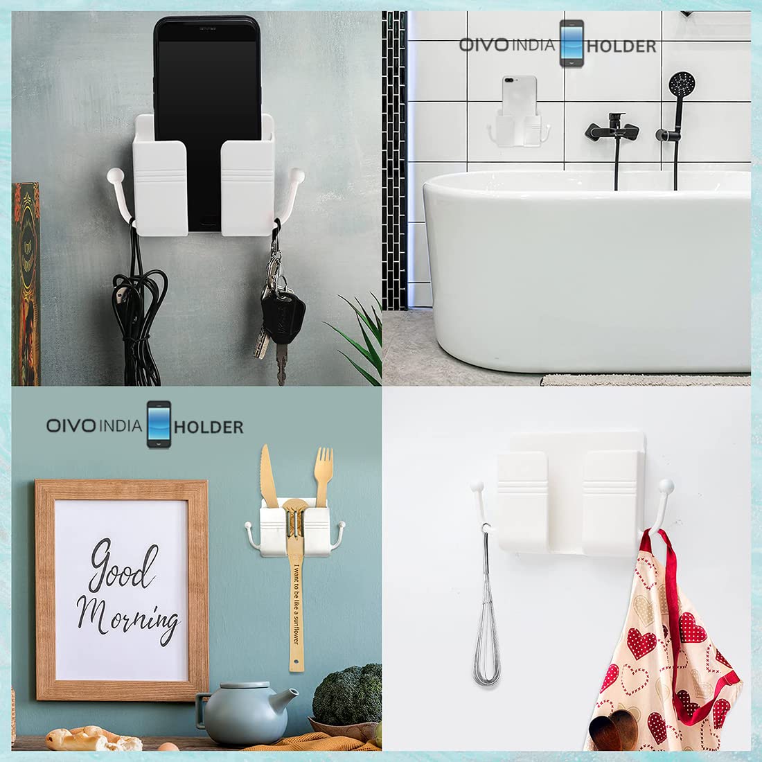 OIVO INDIA Self Adhesive White Wall Mount Mobile Holder
