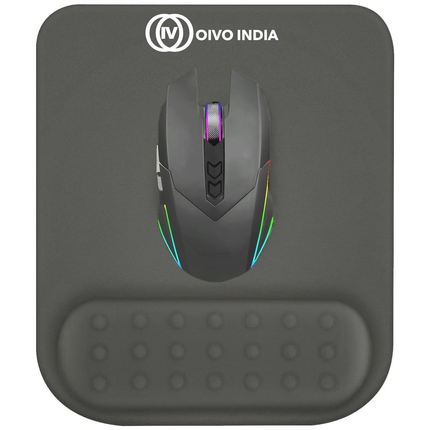 OIVO INDIA Gel Mouse Pad Wrist Rest Memory-Foam Ergonomic Mousepad(240x200mm)| Cushion Pain Relief| Suitable for Gaming, Computer, Laptop, Home & Office Non-Slip Rubber Base (Light Grey)