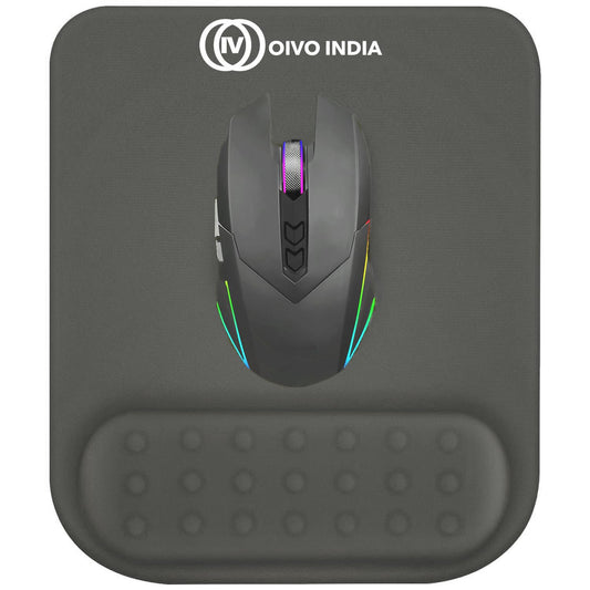 OIVO INDIA Gel Mouse Pad Wrist Rest Memory-Foam Ergonomic Mousepad(240x200mm)| Cushion Pain Relief| Suitable for Gaming, Computer, Laptop, Home & Office Non-Slip Rubber Base (Light Grey)