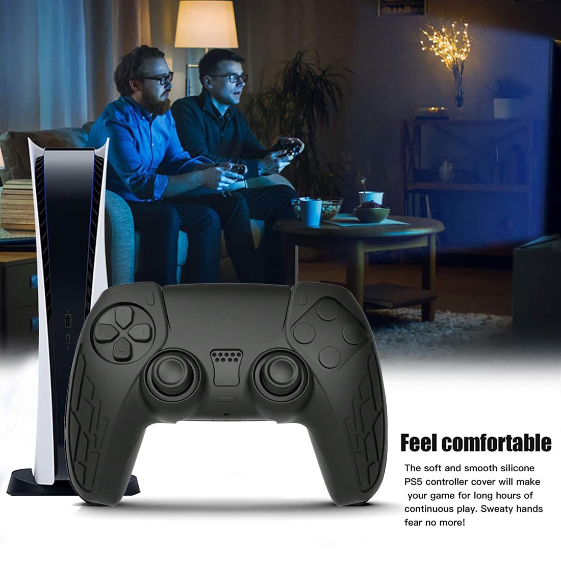 OIVO INDIA Black Controller Silicone Cover PS5 Controller Skin Anti Slip Protective Case Sleeve Compatible with Sony PlayStation 5 Controller (Pack 2)