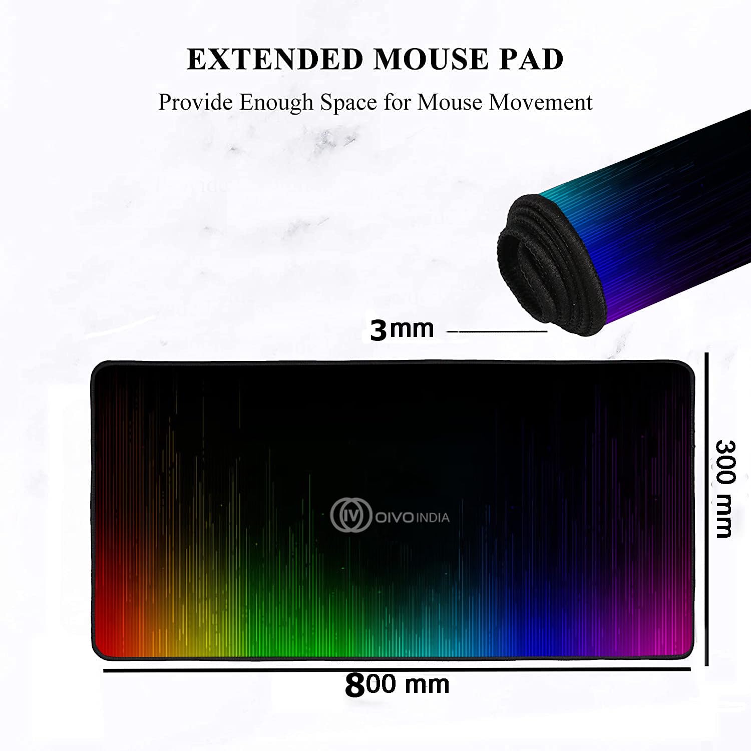 OIVO INDIA Extended Size XL (800 mm x 300 mm) Gaming Mouse Pad| Stitched Edges| Non-Slip Rubber Base|Computer Laptop|Keyboard Mouse Pad for Office & Home (Multicolor)