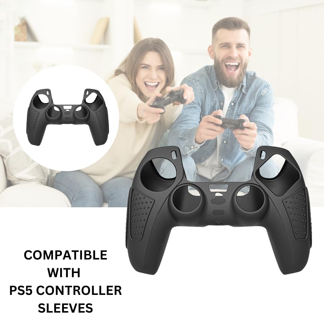 OIVO INDIA Black Dotted Design Cover for PS5 Game Controller Remote Sleeves with Black ThumbGrip Set Compatible with Sony PlayStation 5 Remote (Combo)