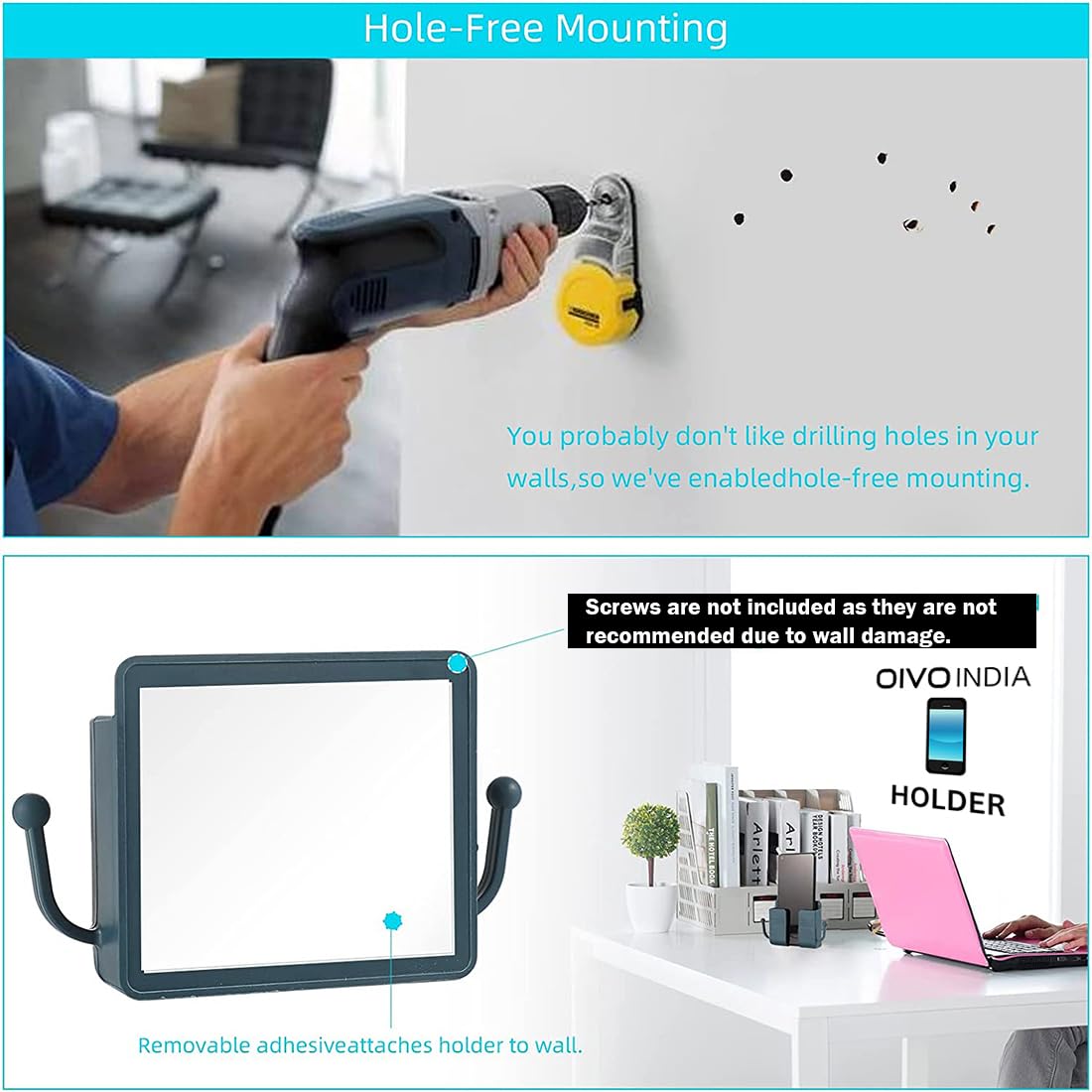 OIVO INDIA Wall Charger Hook Mobile Phone Holder Universal Cellphone Hanging Bracket Hooks Charging Dock Stand (Blue, Pack of 1)