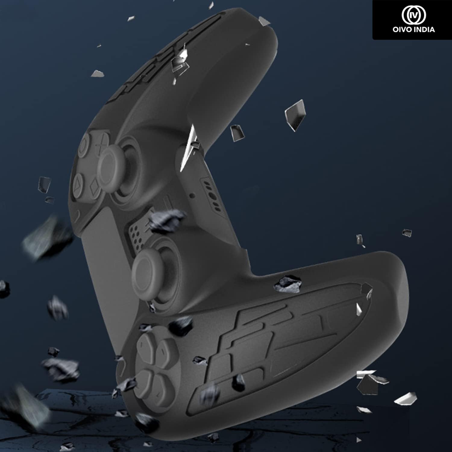 OIVO INDIA Black Controller Silicone Cover PS5 Controller Skin Anti Slip Protective Case Sleeve Compatible with Sony PlayStation 5 Controller (Combo 2)