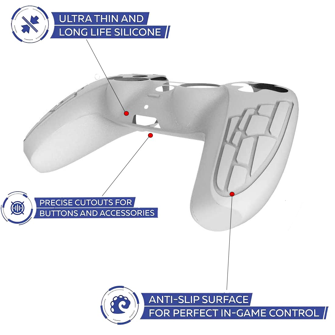 OIVO INDIA White Controller Silicone Cover PS5 Controller Skin Anti Slip Protective Case Sleeve Compatible for Sony PlayStation 5 Controller (Pack of 2)