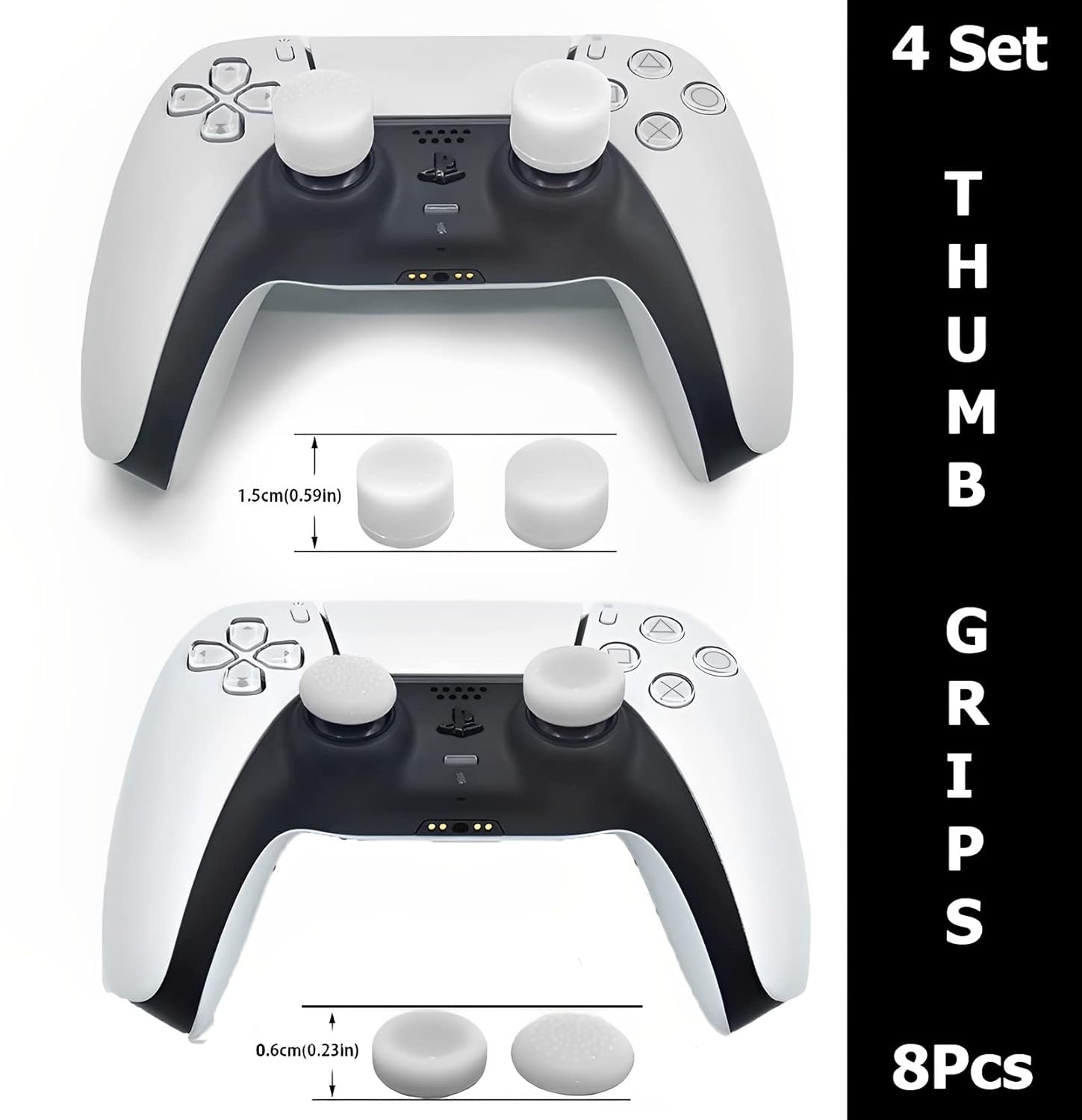 OIVO INDIA 8Pcs White Silicone FPS Thumb Grip Set (Compatible with PS5,PS4,Xbox Series)