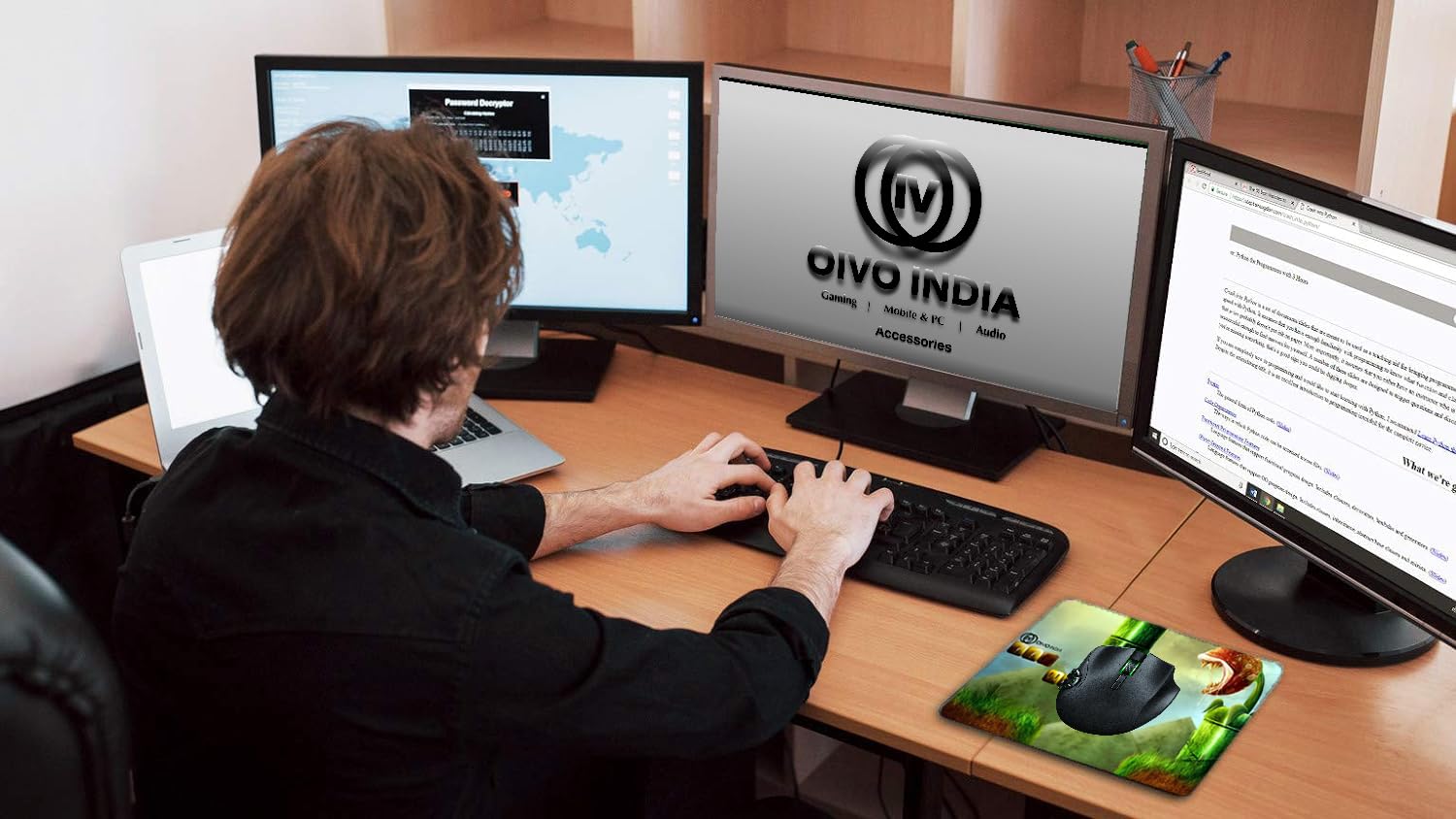 OIVO INDIA Mouse Pad Speed Type Mouse Pad with Antifray Stitched Embroidery Edges, Non-Slip Rubber Base Mousepad for Laptop PC (300mm x 250mm)