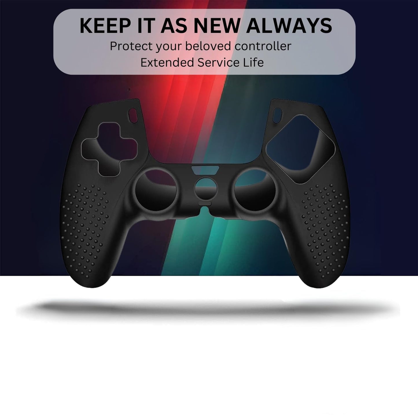 OIVO INDIA Black & White Controller Silicone Cover Case PS5 Controller Skin Anti Slip Protective Sleeve Compatible for Sony Playstation5 (Pack of 2- P5CC06 Zigzag BK+P5CC-08 Multicolor)