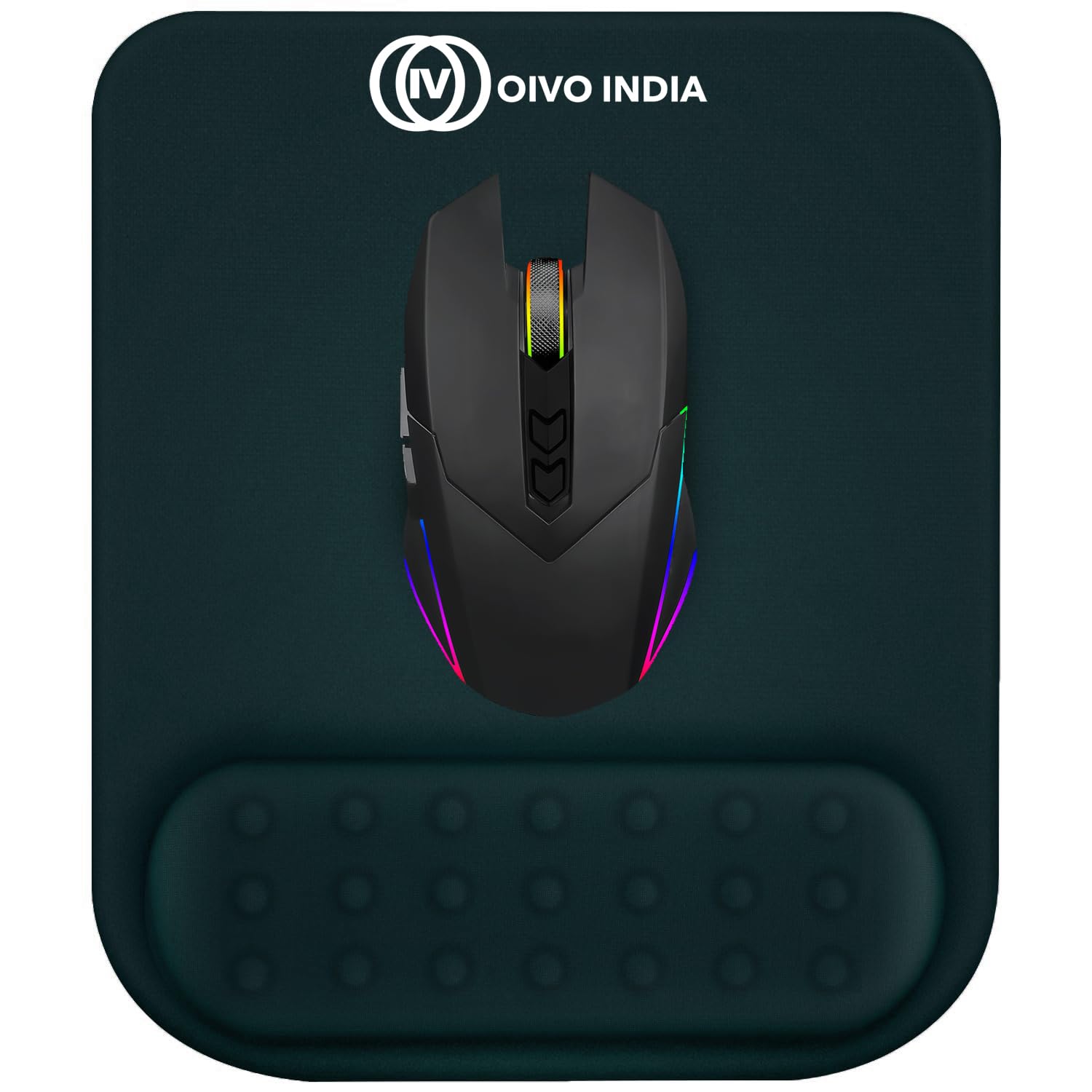 OIVO INDIA Gel Mouse Pad Wrist Rest Memory-Foam Ergonomic Mousepad (240x200mm)| Cushion Pain Relief| Suitable for Gaming, Computer, Laptop, Home & Office Non-Slip Rubber Base (Rama Green)