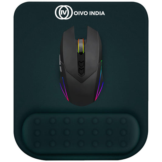 OIVO INDIA Gel Mouse Pad Wrist Rest Memory-Foam Ergonomic Mousepad (240x200mm)| Cushion Pain Relief| Suitable for Gaming, Computer, Laptop, Home & Office Non-Slip Rubber Base (Rama Green)