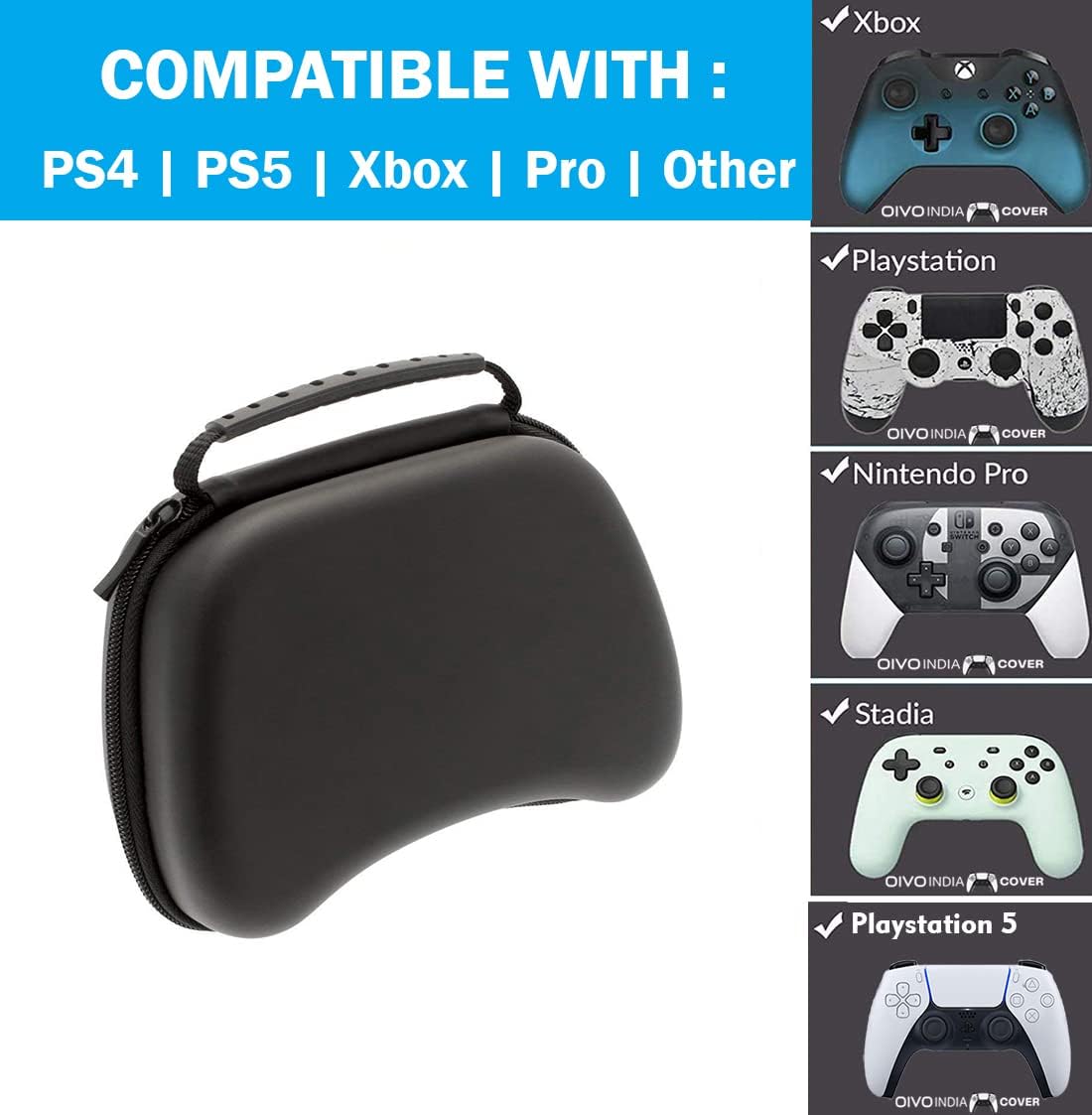 OIVO INDIA Black Controller EVA & Silicone Cover Case PS5 Controller Skin Anti Slip Protective Case Sleeve Compatible for Sony PS5 Controller (Combo of 2 - GC-09 Black + P5CC-06 ZigZagBK)