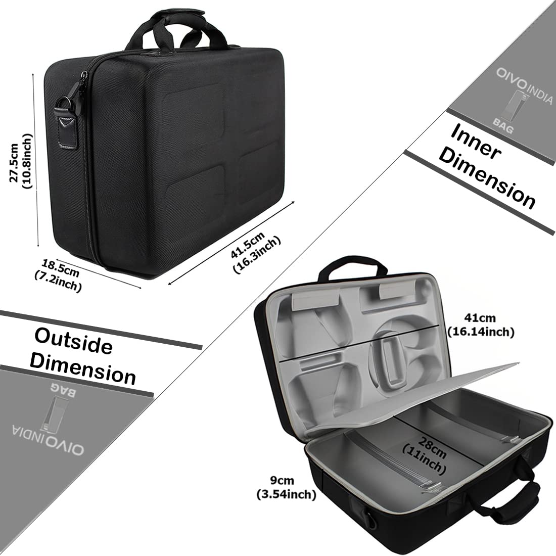 OIVO INDIA Hard Shell Water-Resistant PS5 Carrying Bag Compatible for PlayStation 5 Disc/Digital Version with Black Controller Case(Bag, 2 Controller Case)