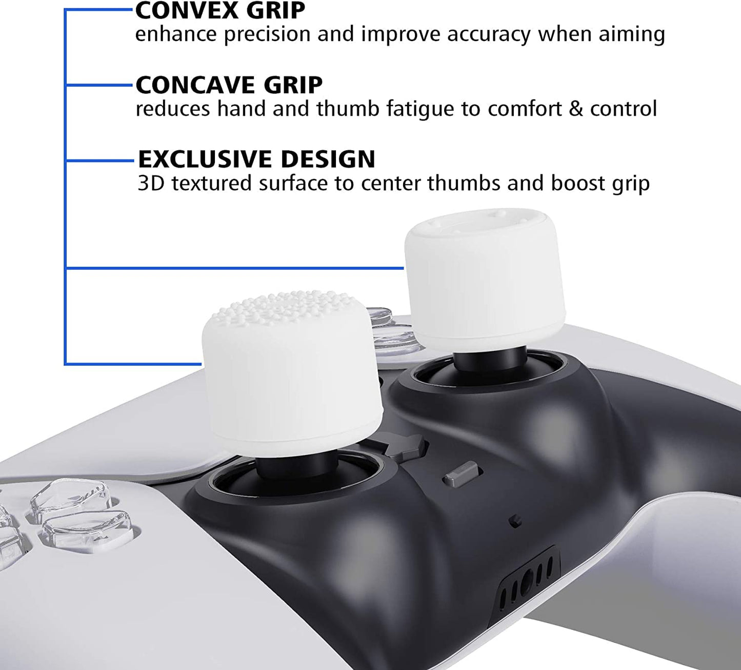 OIVO INDIA Black Skull and White Thumbrgrip Set Controller Silicone Cover Case PS5 Controller Skin Anti Slip Protective Case Sleeve Compatible for Sony PlayStation 5 Remote (Combo of 2)