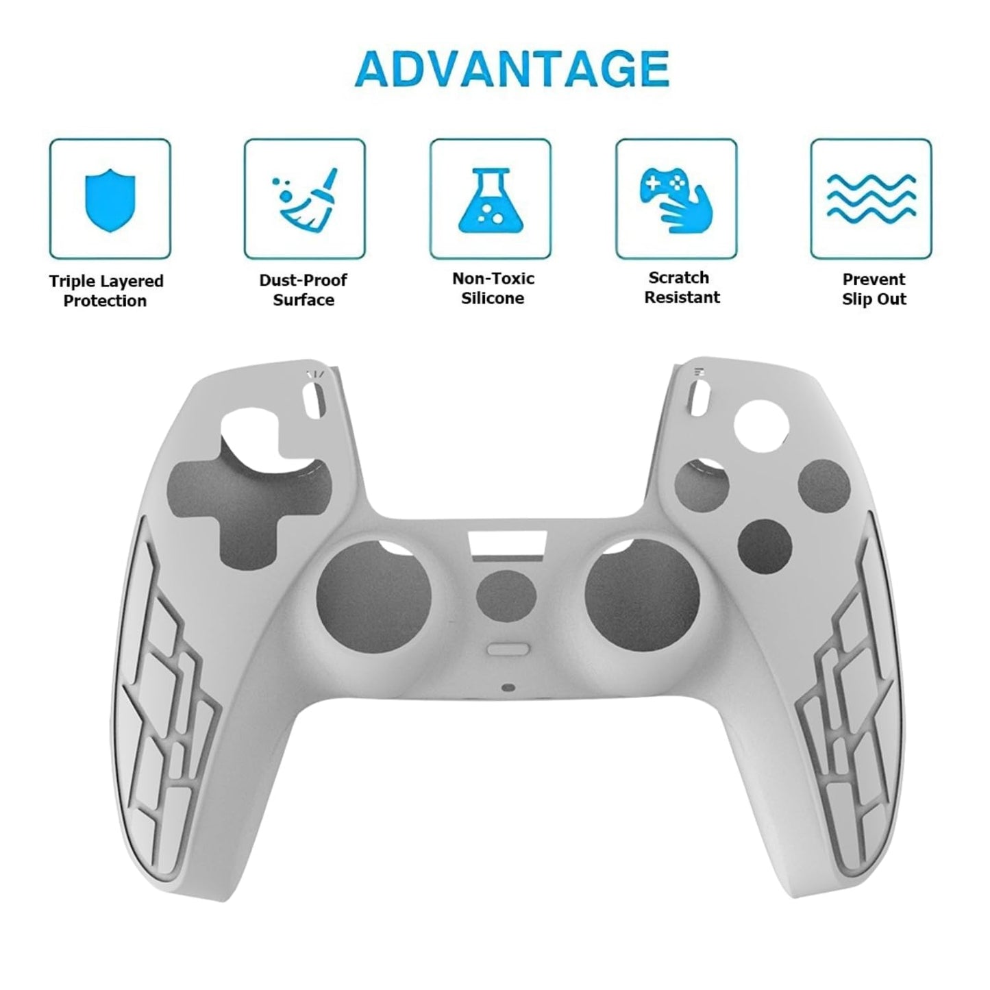 OIVO INDIA Black & White Controller Silicone Cover Case PS5 Controller Skin Anti Slip Protective Sleeve Compatible for Sony Playstation5 (Pack of 2- P5CC06 Zigzag BK+P5CC-08 Multicolor)