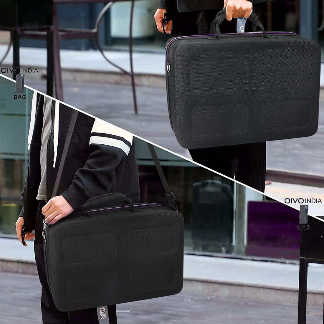 OIVO INDIA Hard Shell Water-Resistant PS5 Carrying Bag Compatible for PlayStation 5 Disc/Digital Version with Black Controller Case(Bag, 2 Controller Case)