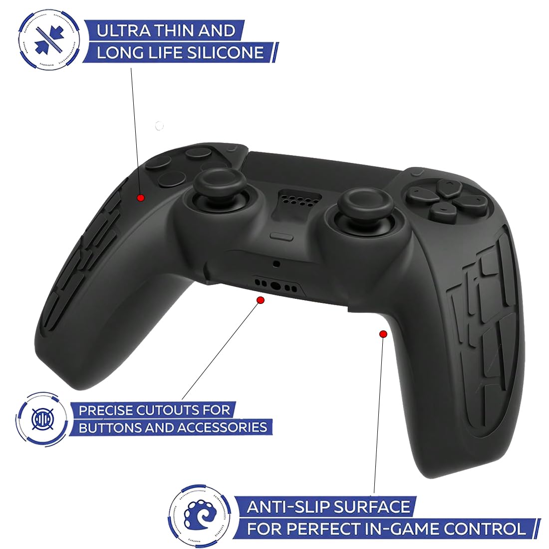 OIVO INDIA Black Controller Silicone Cover PS5 Controller Skin Anti Slip Protective Case Sleeve Compatible for Sony PlayStation 5 Controller