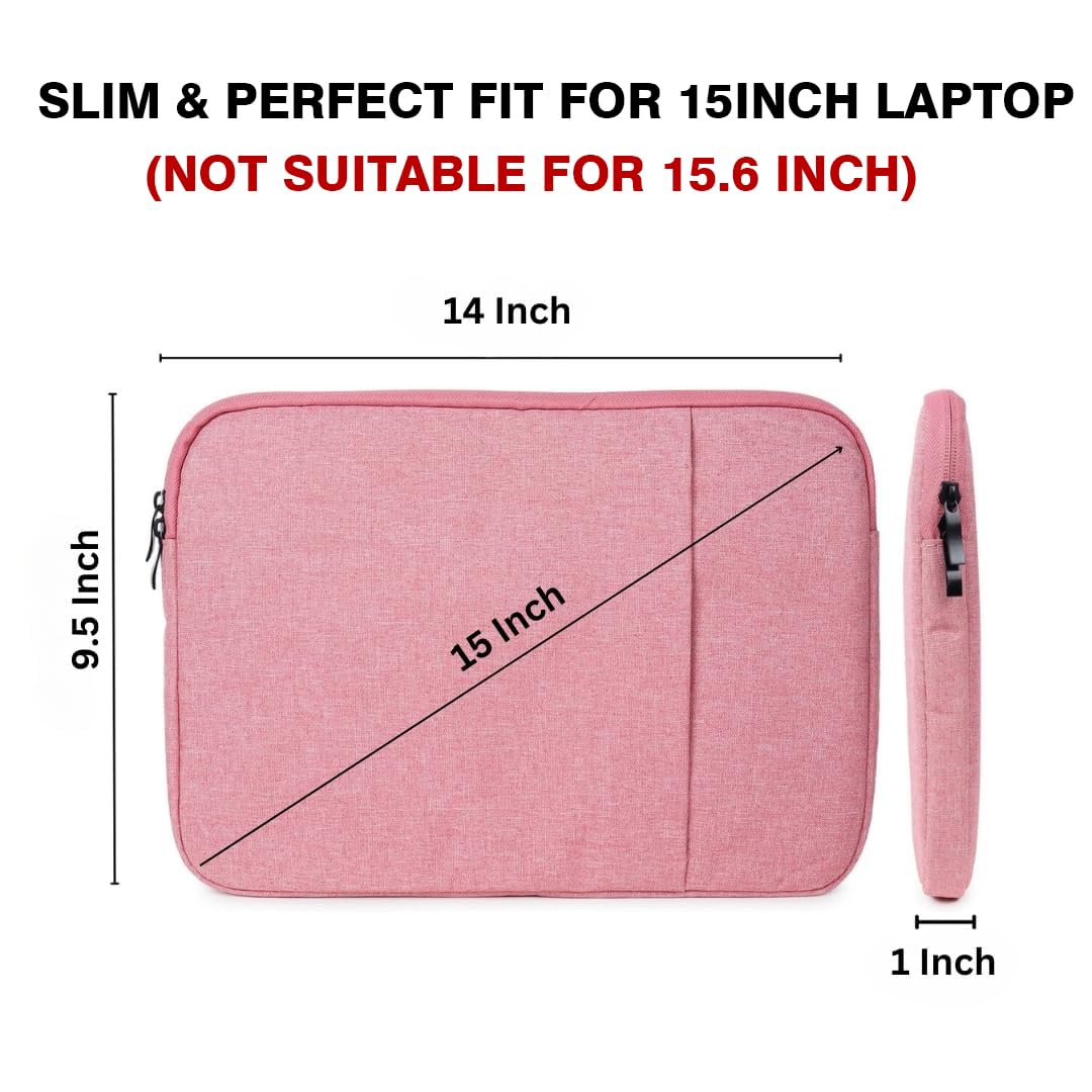 OIVO INDIA Laptop Bag Sleeve Case Cover Pouch for Women | 13-14 Inch Laptop/MacBook, Office/College Laptop Bag | Multiple Pockets | Water Repellent | Shock Absorber (Pink)