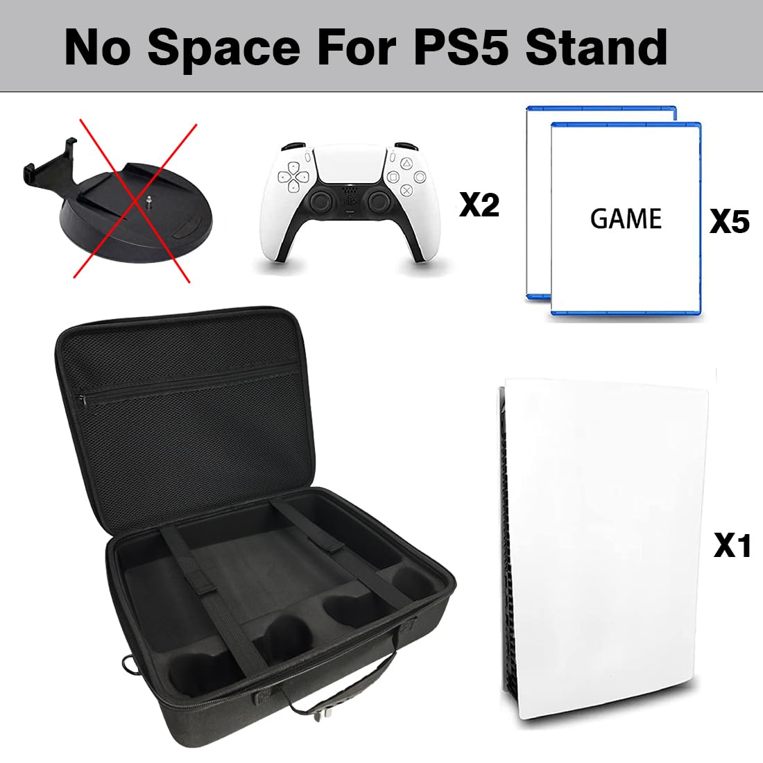 OIVO INDIA Black PS5 Slim Nylon Hard Carrying Storage Case Compatible for PS5 Slim ONLY (PlayStation 5 Slim Bag)