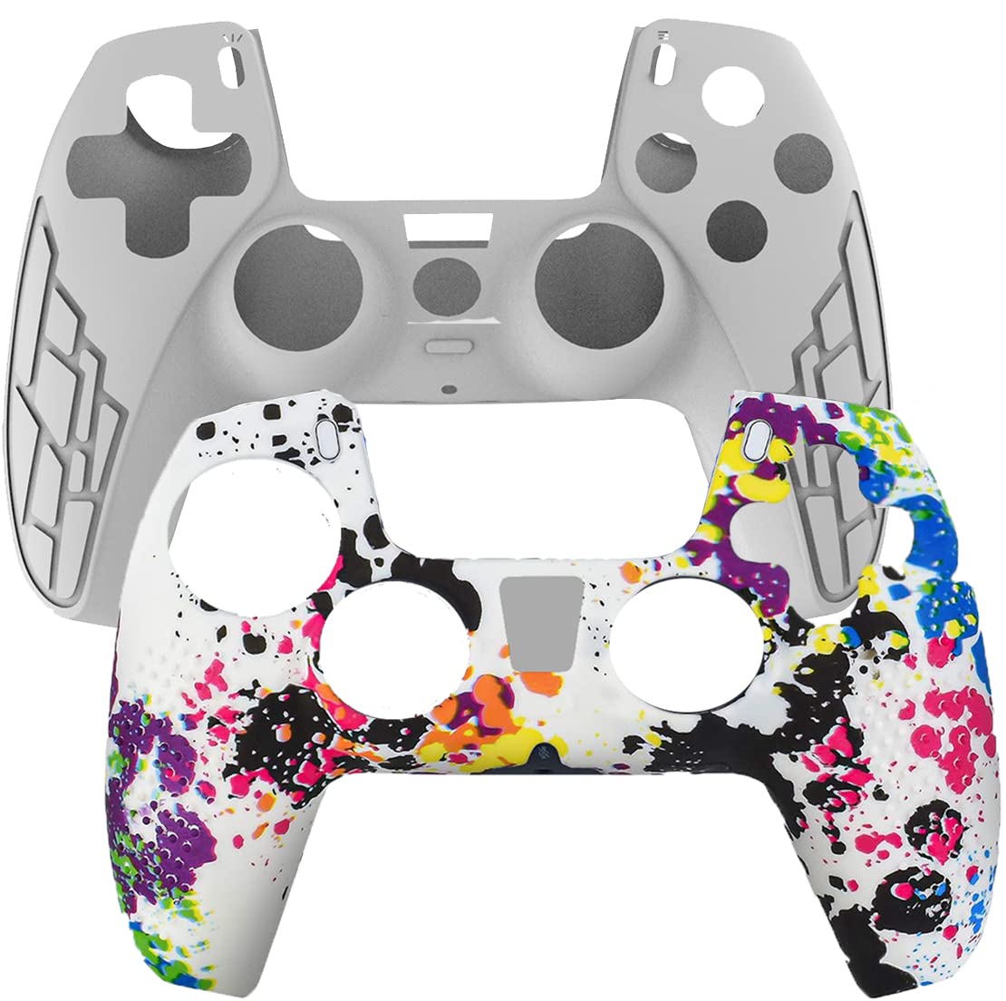 OIVO INDIA Black and Multicolor Controller Silicone PS5 Controller Non Slip Protective Cover Sleeve Compatible with PlayStation 5 Controller |Combo 2|