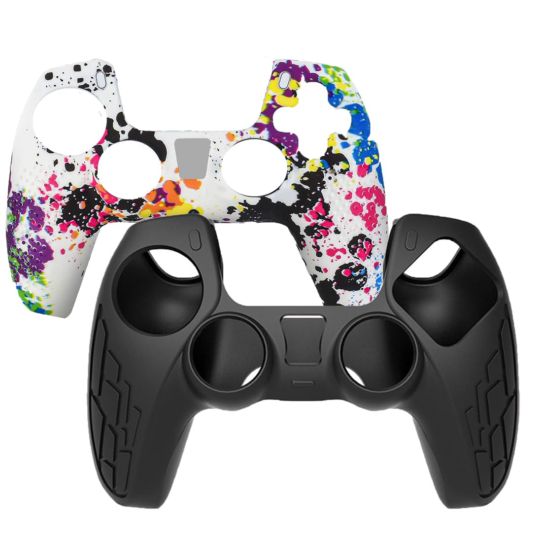 OIVO INDIA Black and Multicolor Controller Silicone PS5 Controller Non-Slip Protective Cover Sleeve Compatible with PlayStation 5 Controller (Combo 2)