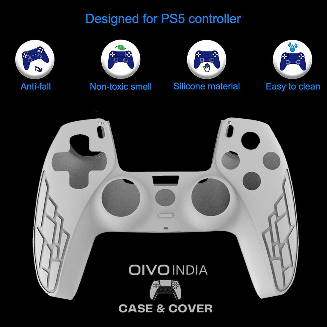 OIVO INDIA White Controller Silicone Cover Case PS5 Controller Skin Anti Slip Protective Sleeve Compatible with Sony PlayStation 5 Controller (Pack 2)
