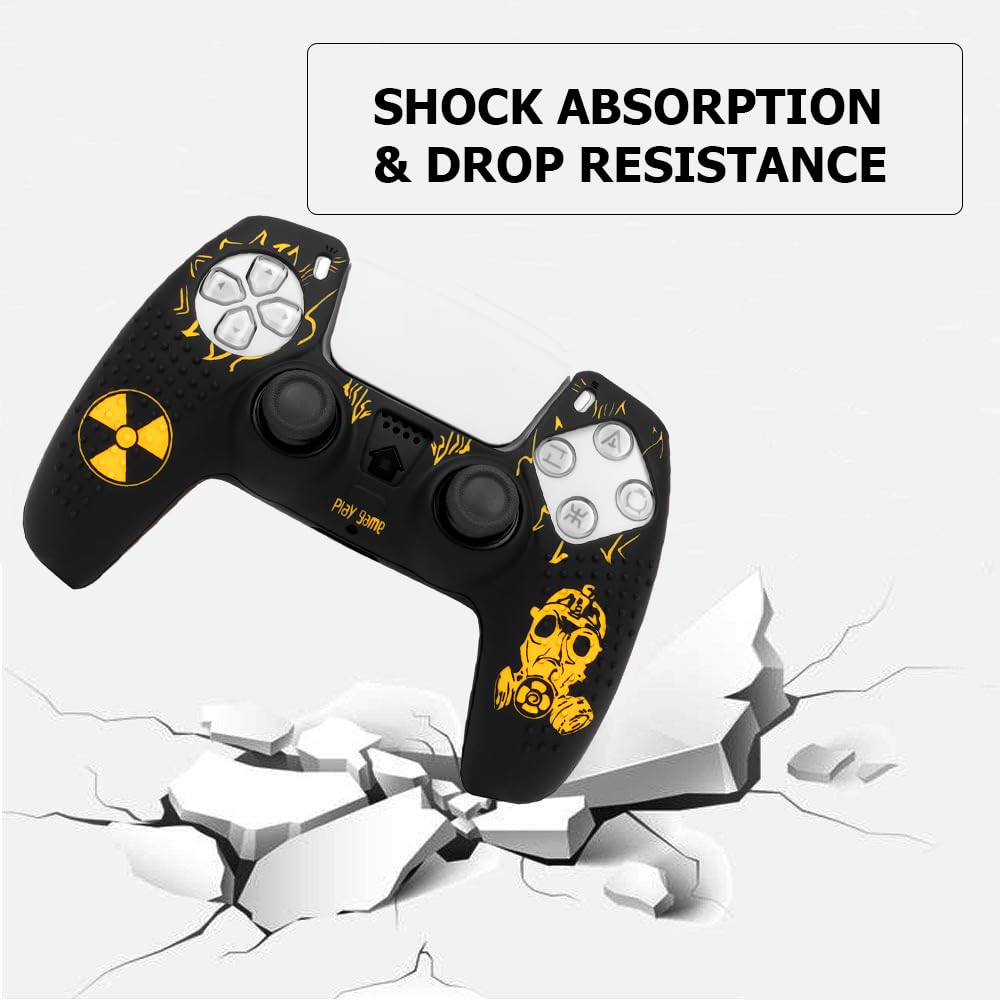 OIVO INDIA Black Skull and White Thumbrgrip Set Controller Silicone Cover Case PS5 Controller Skin Anti Slip Protective Case Sleeve Compatible for Sony PlayStation 5 Remote (Combo of 2)