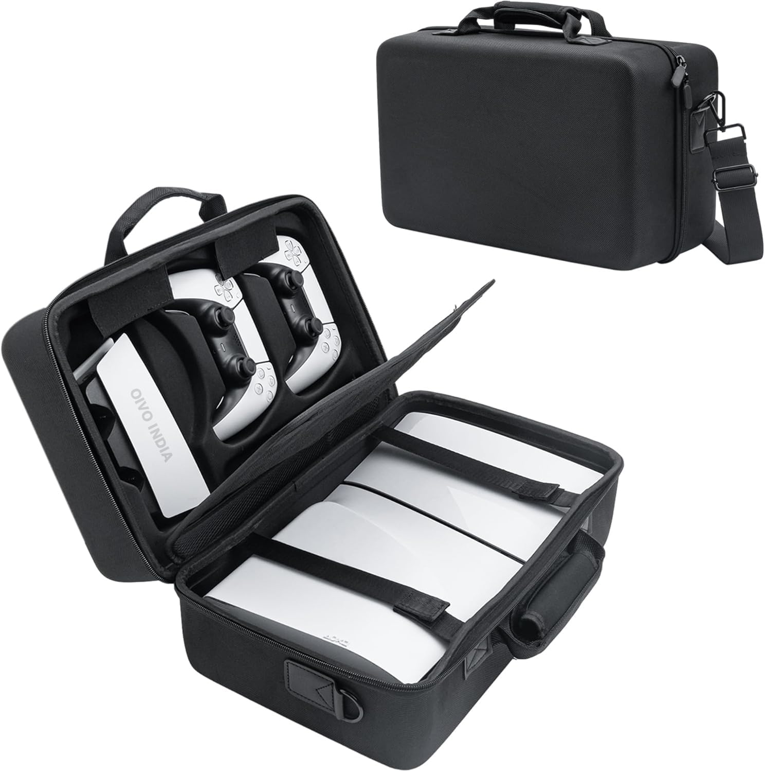 OIVO INDIA Carrying Case for PS5 Slim Console, Hard Shell Protective Case Travel Bag Compatible for PlayStation 5 Slim Console Disc/Digital Edition - Black