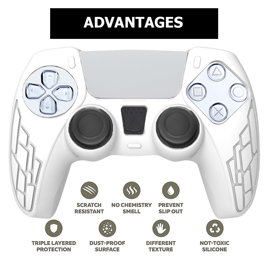 OIVO INDIA White Controller Silicone Cover PS5 Controller Skin Anti Slip Protective Case Sleeve Compatible with Sony PlayStation 5 Controller (Combo 2)