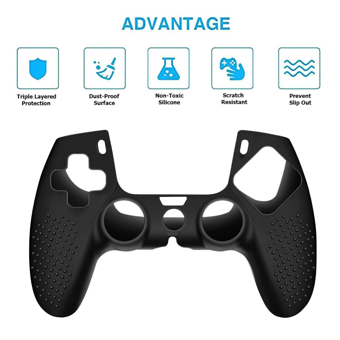 OIVO INDIA Black & White Controller Silicone Cover Case PS5 Controller Skin Anti Slip Protective Sleeve Compatible for Sony Playstation5 (Pack of 2- P5CC06 Zigzag BK+P5CC-08 Multicolor)