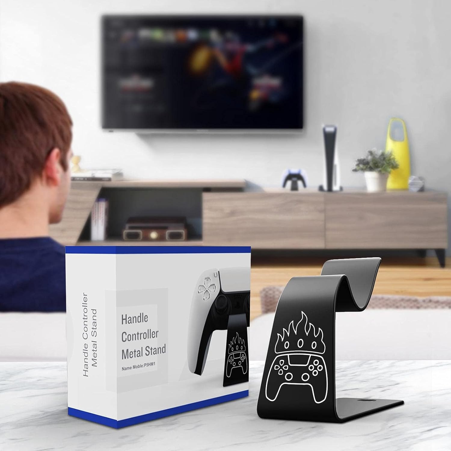 OIVO INDIA Universal Game Controller Holder Black Aluminum Alloy Holder, Mount Bracket, Perfect for PS5 Gamepad, Built-in Anti-Slip Pad Stand (PS5, XBOX, Nintendo Pro)