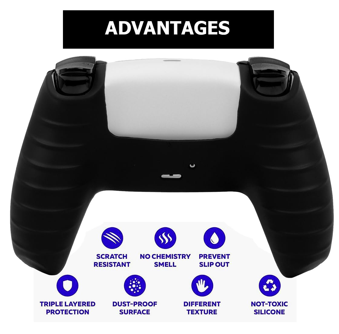 OIVO INDIA Black Skull and White Thumbrgrip Set Controller Silicone Cover Case PS5 Controller Skin Anti Slip Protective Case Sleeve Compatible for Sony PlayStation 5 Remote (Combo of 2)