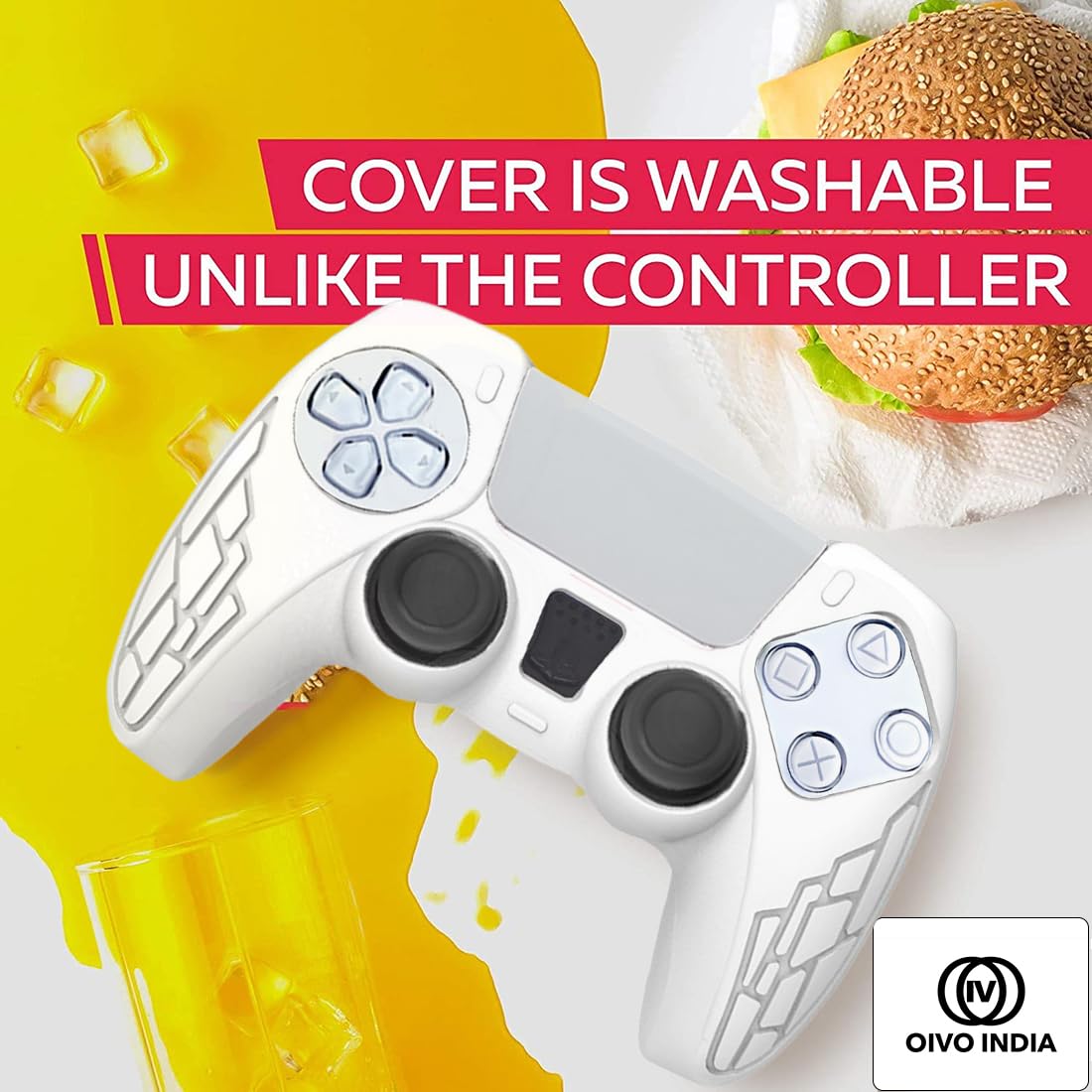 OIVO INDIA White Controller Silicone Cover PS5 Controller Skin Anti Slip Protective Case Sleeve Compatible for Sony PlayStation 5 Controller (Pack of 2)