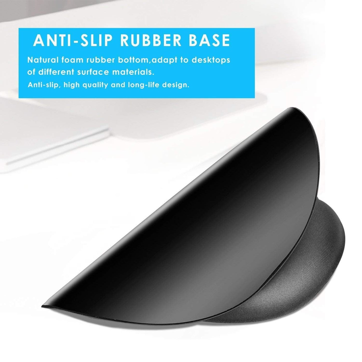OIVO INDIA Mouse Pad, Ergonomic Mouse Pad with Comfortable Gel Wrist Rest Support, Non-Slip PU Base for Easy Typing Pain Relief, Durable and Washable, Classic (240x200mm) (Black)