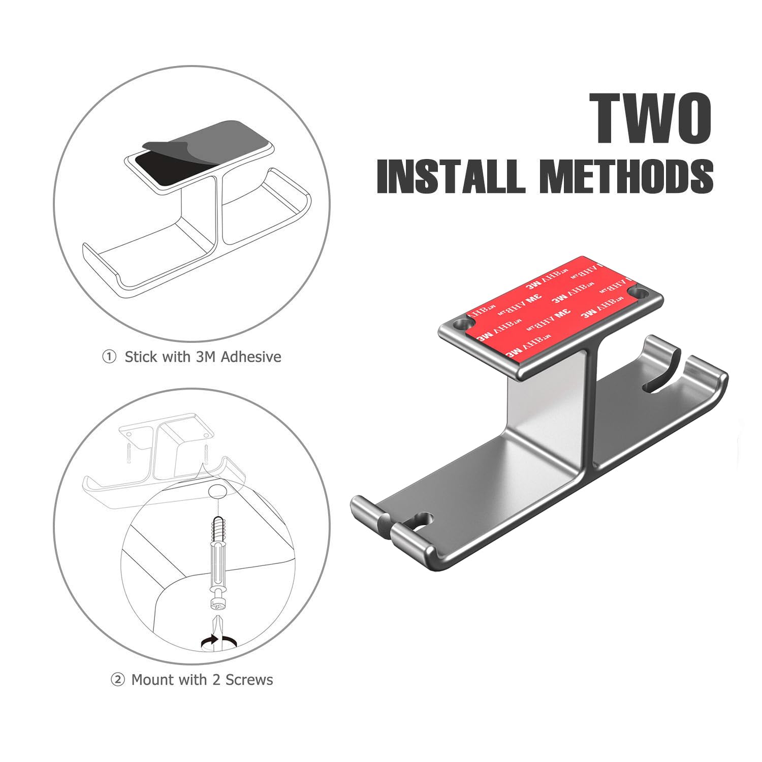 OIVO INDIA Aluminum Headphone Hanger, Gaming Headset Headphone Hook Holder Mount Under Desk with Cable Organizer for All Headphones (Silver)