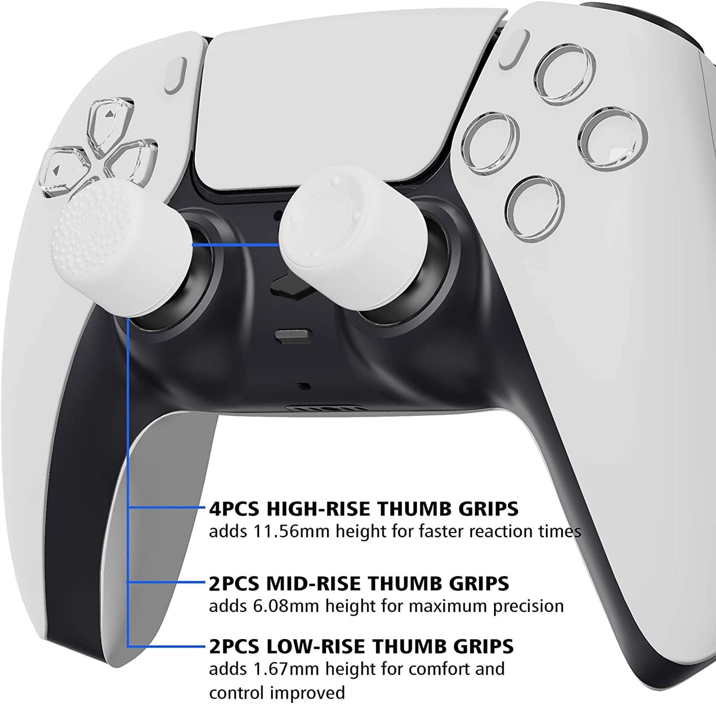 OIVO INDIA Colorful and White Thumbrgrip Set Controller Silicone Cover Case PS5 Controller Skin Anti Slip Protective Case Sleeve Compatible for Sony PlayStation 5 Remote (Combo of 2)